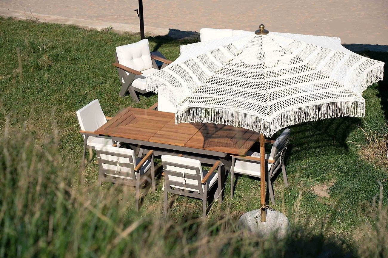 Makrome Ahşap Güneş Şemsiyesi